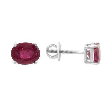 Срібні сережки з натуральним рубіном 3.587ct (2151333) 2151333 фото