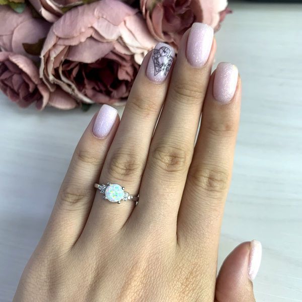 Срібна каблучка з опалом 0.54ct, вага виробу 3,22 гр (2018384) 18 розмір 2018384 фото