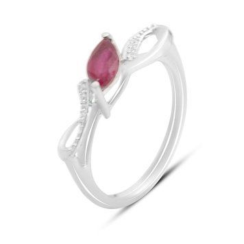Серебряное кольцо с натуральным рубином 0.912ct, фианитами, вес изделия 2,46 гр (2165583) 17.5 размер 2165583 фото
