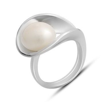 Серебряное кольцо с натуральным жемчугом, вес изделия 8,24 гр (2175650) 17 размер 2175650 фото