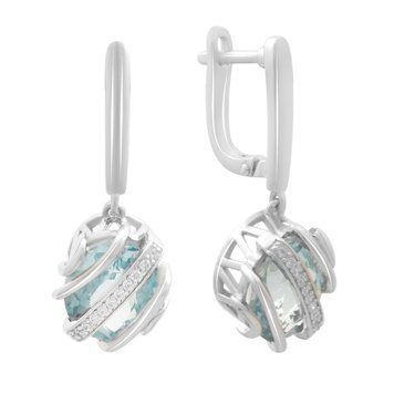Срібні сережки з натуральним топазом 11.96ct (2179719) 2179719 фото