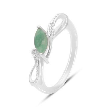 Серебряное кольцо с натуральным изумрудом 0.626ct, фианитами, вес изделия 2,15 гр (2163435) 17.5 размер 2163435 фото