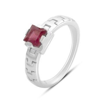 Серебряное кольцо с натуральным рубином 0.883ct, вес изделия 2,68 гр (2165590) 17 размер 2165590 фото