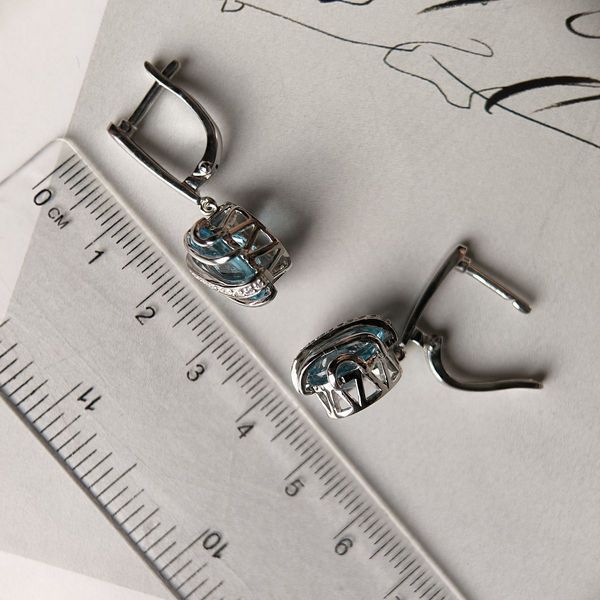 Срібні сережки з натуральним топазом 11.96ct (2179719) 2179719 фото