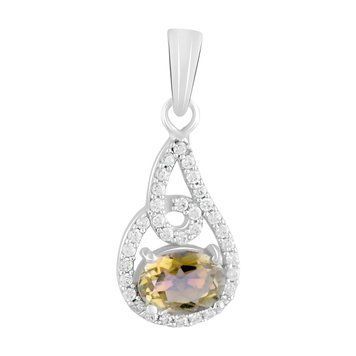 Серебряная подвеска с цитрином nano 1.6ct, фианитами (2122777) 2122777 фото