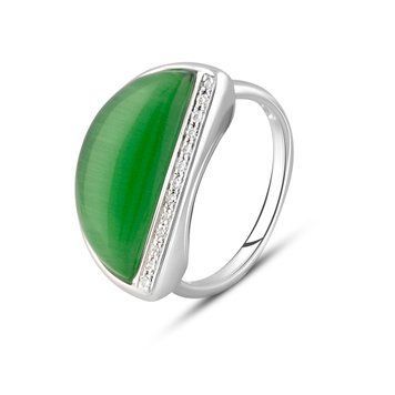 Серебряное кольцо с кошачьим глазом, вес изделия 5,97 гр (2108085) 17 размер 2108085 фото
