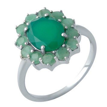 Срібна каблучка з натуральним смарагдом 4.084ct, вага виробу 3,75 гр (1990124) 18 розмір 1990124 фото