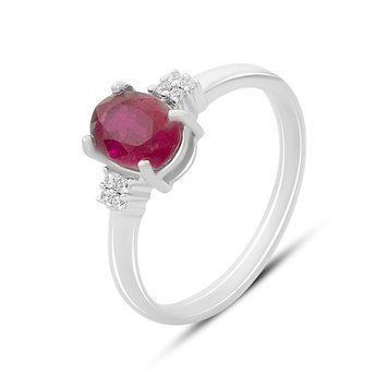 Серебряное кольцо с натуральным рубином 1.92ct, фианитами, вес изделия 2,45 гр (2165613) 17 размер 2165613 фото
