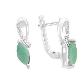 Серебряные серьги с натуральным изумрудом 1.189ct, фианитами (2163459) 2163459 фото