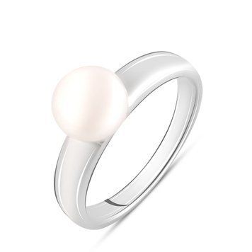 Серебряное кольцо с натуральным жемчугом 2.5ct, вес изделия 3,19 гр (2081555) 18 размер 2081555 фото