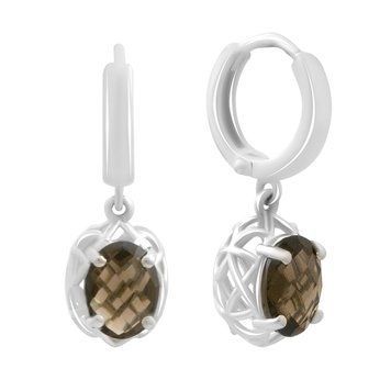 Срібні сережки з натуральним раухтопазом (димчастим кварцом) 2.142ct (2177692) 2177692 фото