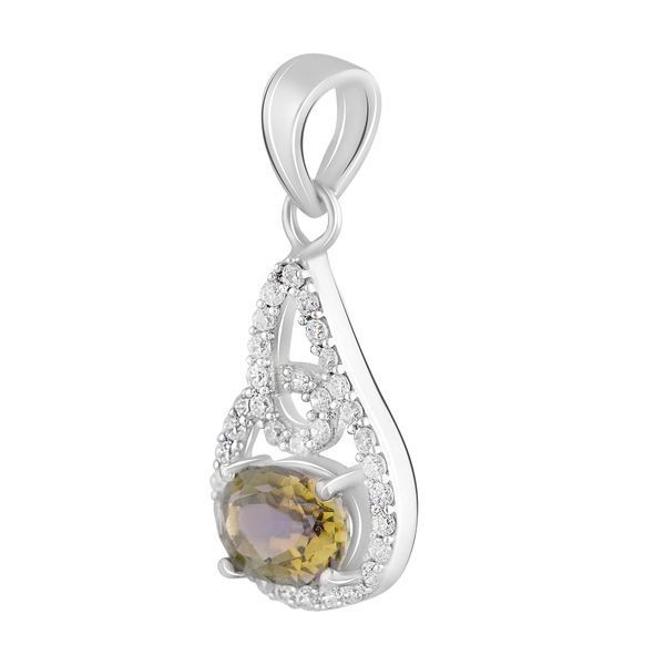 Срібна підвіска з цитрином nano 1.6ct, фіанітами (2122777) 2122777 фото