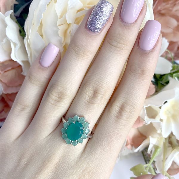 Срібна каблучка з натуральним смарагдом 4.084ct, вага виробу 3,75 гр (1990124) 18 розмір 1990124 фото