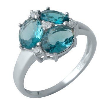 Срібна каблучка з топазом Лондон Блю 2.438ct, вага виробу 3,12 гр (1990193) 17.5 розмір 1990193 фото