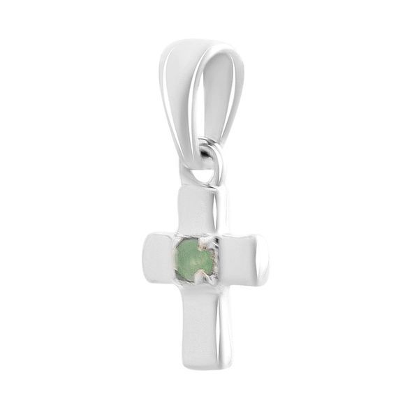 Срібний хрестик зі смарагдом 0.041ct (2151678) 2151678 фото