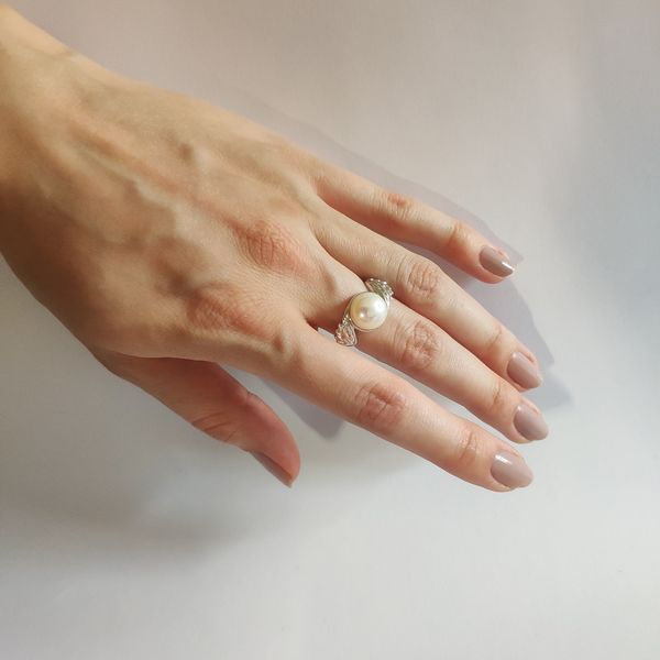 Срібна каблучка з натуральними перлами бароковими 5.7ct, вага виробу 4,45 гр (2130215) 17 розмір 2130215 фото