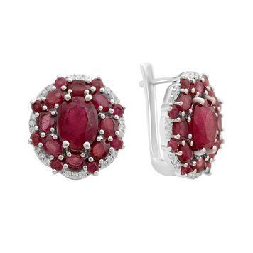 Срібні сережки з натуральним рубіном 10.471ct (2165644) 2165644 фото