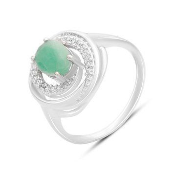 Серебряное кольцо с натуральным изумрудом 1.35ct, фианитами, вес изделия 4,02 гр (2161974) 18 размер 2161974 фото