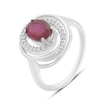 Серебряное кольцо с натуральным рубином 2.03ct, фианитами, вес изделия 4,01 гр (2165125) 17.5 размер 2165125 фото