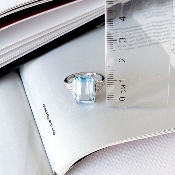 Серебряное кольцо с натуральным топазом 9.91ct, вес изделия 6,08 гр (2165972) 18 размер 2165972 фото