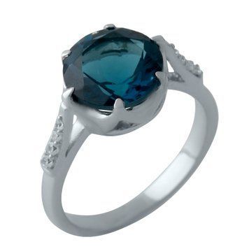 Срібна каблучка з топазом Лондон Блю 2.8ct, вага виробу 3,99 гр (2012412) 17 розмір 2012412 фото