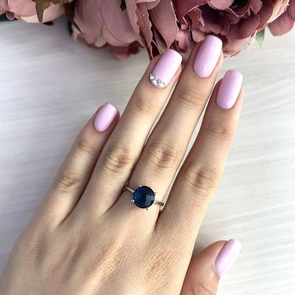 Срібна каблучка з топазом Лондон Блю 2.458ct, вага виробу 2,23 гр (1533734) 17.5 розмір 1533734 фото