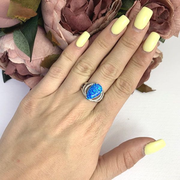 Срібна каблучка з опалом 1.84ct, вага виробу 3,21 гр (2090106) 18 розмір 2090106 фото