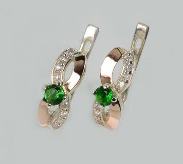 Серебряные серьги с золотыми пластинами 2795762827 фото