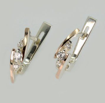 Серебряные серьги с золотыми пластинами 2795762226 фото