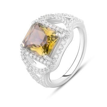 Срібна каблучка з натуральним цитрином nano 3.577ct, топазом білим, вага виробу 4,3 гр (2122913) 17 розмір 2122913 фото