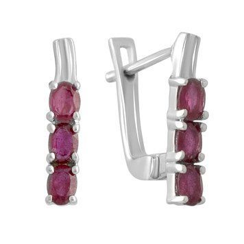Серебряные серьги с натуральным рубином 0.5ct (2140337) 2140337 фото