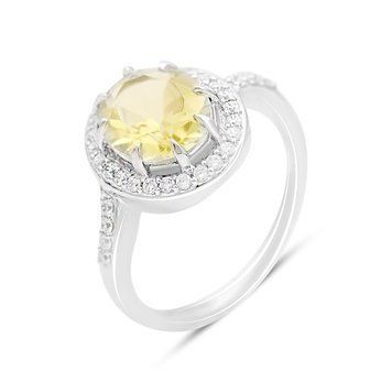 Срібна каблучка з Натуральним зеленим кварцом 2.698ct, фіанітами, вага виробу 3,43 гр (2162056) 18 розмір 2162056 фото