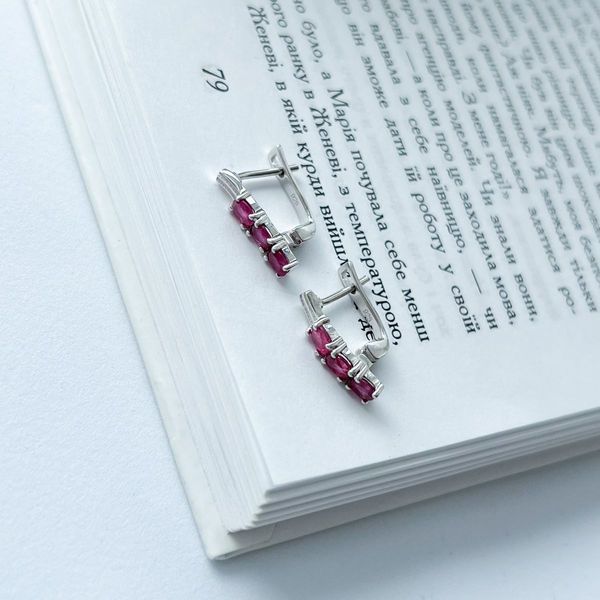 Серебряные серьги с натуральным рубином 0.5ct (2140337) 2140337 фото