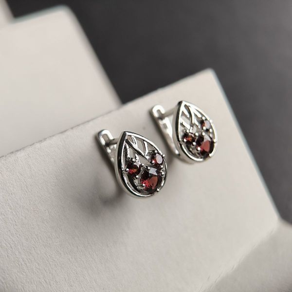 Срібні сережки з натуральним гранатом 1.808ct (2182016) 2182016 фото