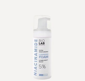 Екстра зволожуюча пінка з ніацинамідом 5% та ГАМК Extra Moisturizing Cleansing & Gaba Night Boost 5% BIOLAB Estetic, 150 мл BIO7001 фото