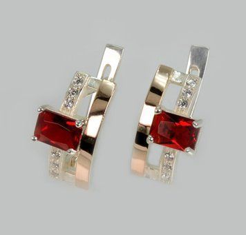 Серебряные серьги с золотыми пластинами 2795762829 фото