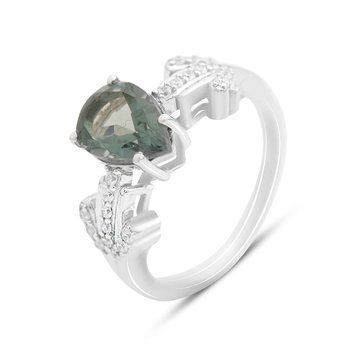 Серебряное кольцо с топазом Лондон Блю 1.938ct, фианитами, вес изделия 3,39 гр (2151814) 17 размер 2151814 фото