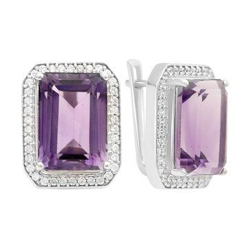 Серебряные серьги с натуральным аметистом 16.49ct (2163671) 2163671 фото