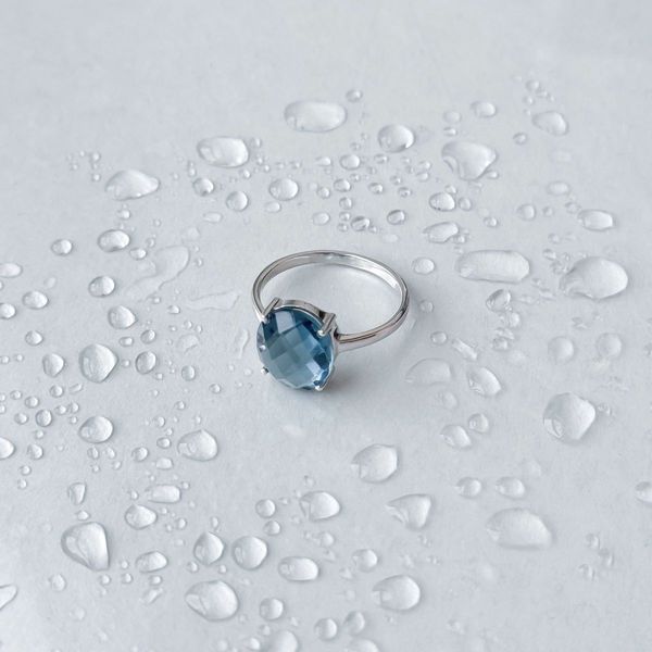 Серебряное кольцо с топазом Лондон Блю 3.95ct, вес изделия 2,49 гр (2020165) 18 размер 2020165 фото
