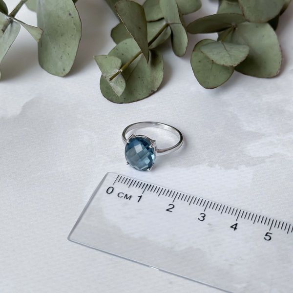 Серебряное кольцо с топазом Лондон Блю 3.95ct, вес изделия 2,49 гр (2020165) 18 размер 2020165 фото