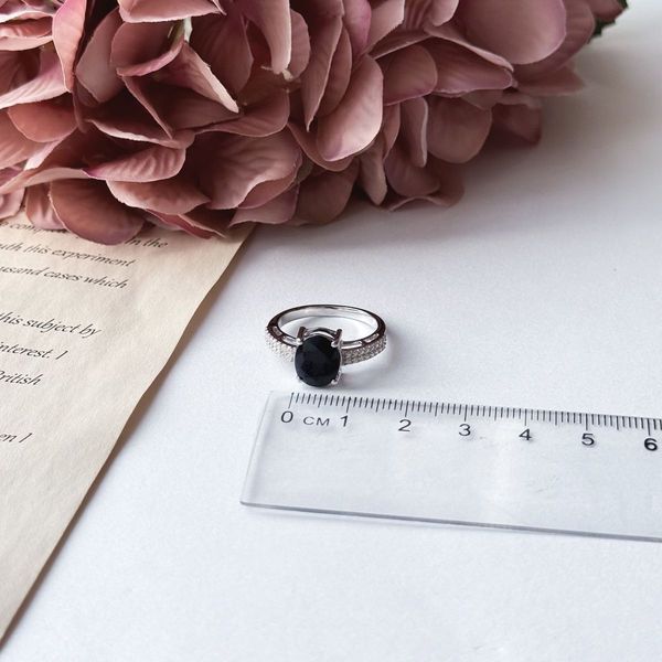 Серебряное кольцо с натуральным сапфиром 3.477ct, вес изделия 3,3 гр (2157861) 18 размер 2157861 фото