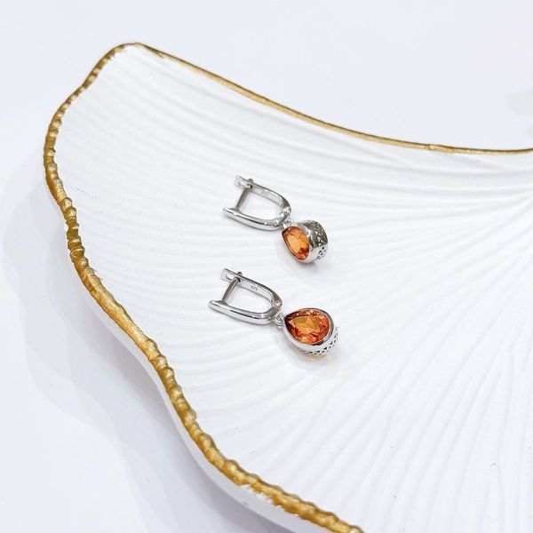 Срібні сережки з Натуральним золотим кварцом 3.58ct (2165750) 2165750 фото