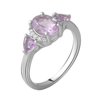 Срібна каблучка з натуральним аметистом 1.05ct, вага виробу 2,87 гр (2060550) 18 розмір 2060550 фото