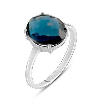Срібна каблучка з топазом Лондон Блю 3.95ct, вага виробу 2,56 гр (2020165) 18.5 розмір 2020165 фото
