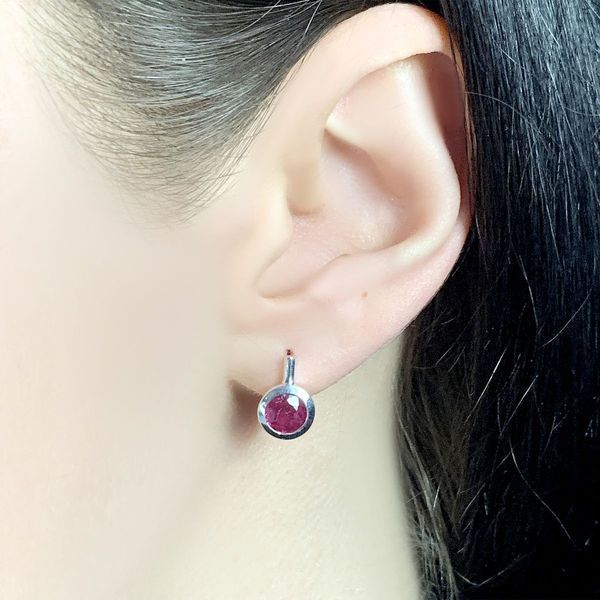 Срібні сережки з натуральним рубіном 2.288ct (1192443) 1192443 фото