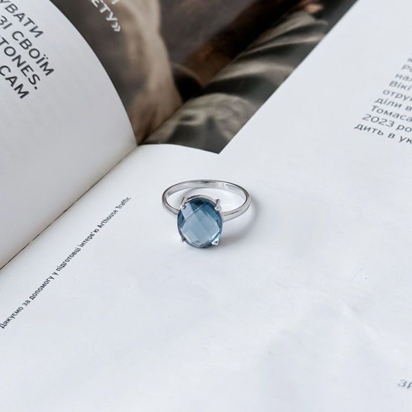 Срібна каблучка з топазом Лондон Блю 3.95ct, вага виробу 2,56 гр (2020165) 18.5 розмір 2020165 фото