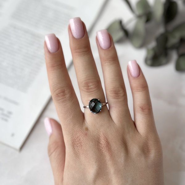 Срібна каблучка з топазом Лондон Блю 3.95ct, вага виробу 2,56 гр (2020165) 18.5 розмір 2020165 фото