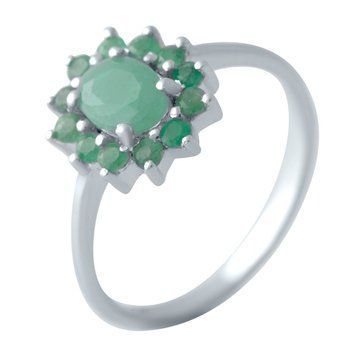 Срібна каблучка з натуральним смарагдом 1.27ct, вага виробу 2,12 гр (2043386) 17.5 розмір 2043386 фото