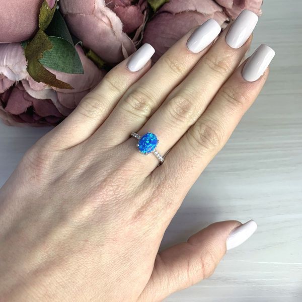 Срібна каблучка з опалом 1.114ct, вага виробу 1,83 гр (2072508) 18.5 розмір 2072508 фото