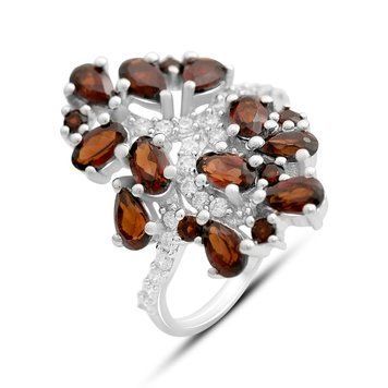 Срібна каблучка з натуральним гранатом 4.46ct, вага виробу 4,36 гр (2171539) 18 розмір 2171539 фото